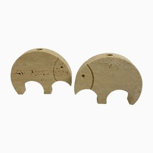 Travertine Anteater Candleholders by Enzo Mari for Fratelli Mannelli, Italy, 1970s, Set of 2