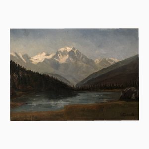 Louis Camille Gianoli, Le Mont-Blanc depuis Sallanches, Oil on Canvas