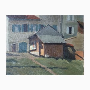 Marius Chambaz, Petite Grange, 1942, Öl auf Papier auf Holz