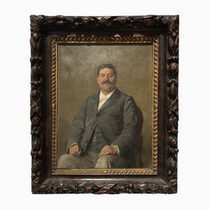 François-Adolphe Grison, Portrait d'un homme à moustache, 1899, Olio su tela, Con cornice