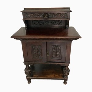 Gothic Carved Oak Hall Cabinet with Green Man Decor