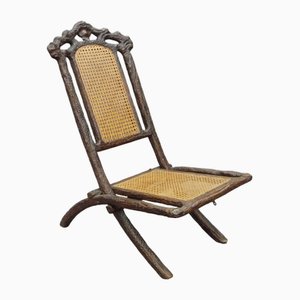 Antique and Hand Carved Folding Chair, 1900s
