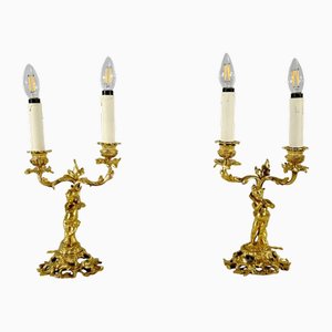 Late 19th Century Candleholders in Gilded Bronze, Set of 2