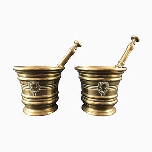 Mörser aus Bronze mit Maskaronen, 1900er, 2er Set