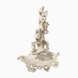 18th Century Italian Capodimonte White Glazez Porcelain Figural Stand Centerpiece