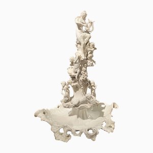 Centro de mesa con figura de Capodimonte italiano Glazez blanco, siglo XVIII