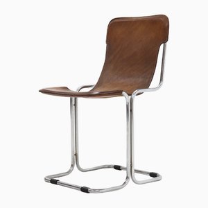 Saddle Leather and Chrome Calla Chair by Antonio Ari Colombo for Arflex, 1969