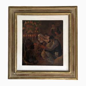 Giulio d'Angelo, Natale in Sicilia, 1940, Oleo sobre madera, Enmarcado