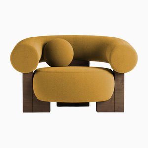 Cassete Armchair in Boucle Mustard and Smoked Oak by Alter Ego for Collector