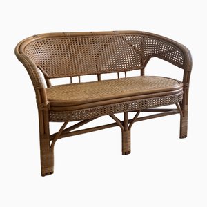 Cane and Rattan Sofa Bench, Italy, 1960s