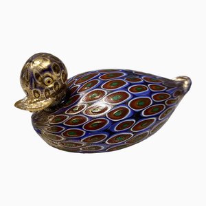 Pato de cristal de Murano atribuido a La Murrina con hoja de oro, Italia, años 90