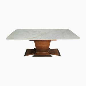 Dining Table in Brass and Marble Wood in the style of Vittorio Dassi, 1950s