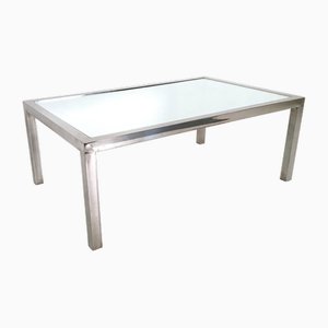 Vintage Steel Coffee Table with a Mirrored Top in the style of Nanda Vigo, Italy, 1970s
