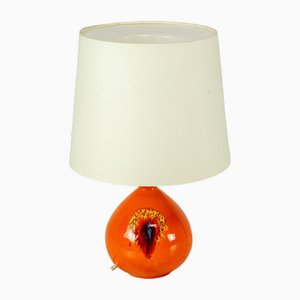 Lampada da tavolo in ceramica arancione attribuita a Bjørn Wiinblad per Rosenthal, anni '70