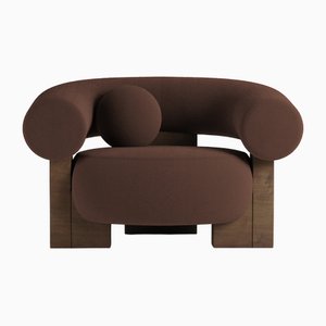 Cassete Armchair in Boucle Dark Brown and Smoked Oak by Alter Ego for Collector