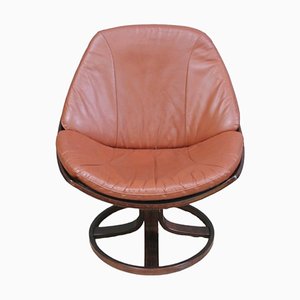 Dänischer Mid-Century Egg Chair aus Buche & Leder