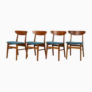 Vintage Danish Dining Chairs with Padded Seats, 1960s, Set of 4