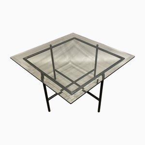 Tavolino da caffè in vetro e metallo, anni '50