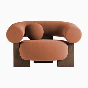 Cassete Armchair in Boucle Burnt Orange and Smoked Oak by Alter Ego for Collector