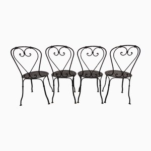 Garden Chairs in Wrought Iron, 1890s, Set of 4