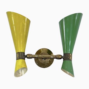 Italienische Orientierbare Single Double Cones Wandlampe im Stilnovo Stil, 1950er