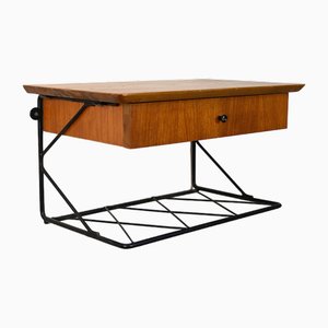 Vintage Wood and Metal Bedside Table, 1960s