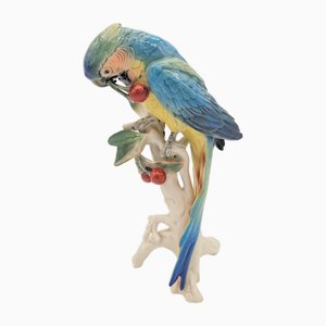 Handbemalte Papagei aus Porzellan von Ens, 1930er