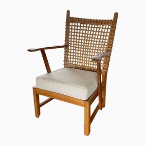 Vintage Modernist Wicker Easy Chair attributed to Bas Van Pelt for My Home, 1930s