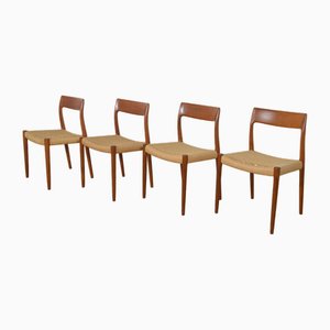 Mid-Century Model 77 Dining Chairs by Niels Otto Møller for J.L. Møllers, 1960s, Set of 4