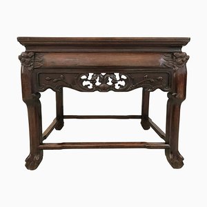Tavolino in ferro, legno e marmo, Cina, inizio XX secolo