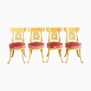 Italian Chairs in Yellow Gold Lacquered Wood, 1950s, Set of 4