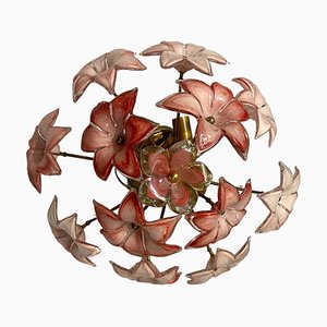 Plafonnier Fleur Rose de Murano, 1960s
