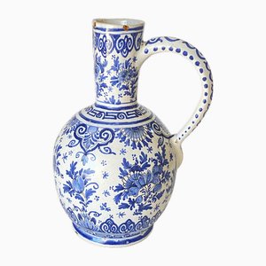 Delft Jug in White and Blue Faïence by Adrian Pynacker, 1700s