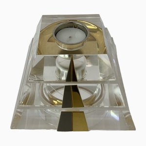 Bougeoir Pyramide Mid-Century Hollywood Regency en Verre Acrylique, 1970s