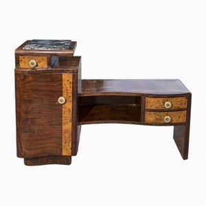 Vintage Wooden Dressing Table with Marble Top, 1940s