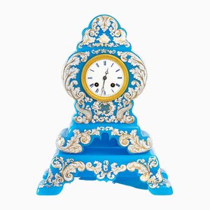Reloj y base de opalino azul, siglo XIX