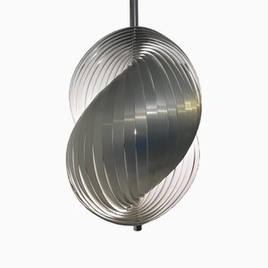 Mid-Century Modern Deckenlampe aus Aluminium, Henri Mathieu zugeschrieben, Frankreich, 1970er