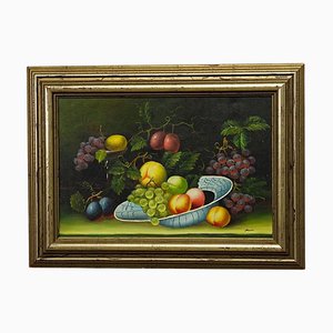 German Artist, Still Life with Fruits, Oil on Canvas, 1950s, Framed