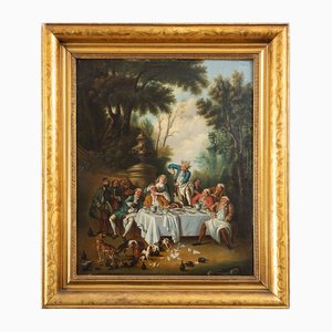 French Artist, Banquet in the Countryside, 19th Century, Oil on Canvas, Framed