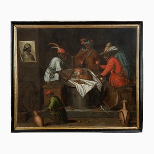 Artista flamenco, El almuerzo de los monos, 1697, óleo sobre lienzo, enmarcado