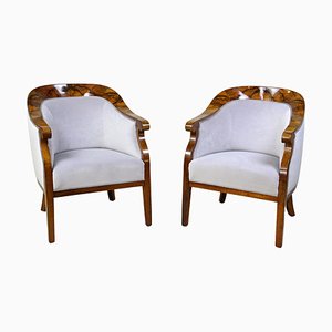 19th Century Biedermeier Walnut Bergere Armchairs, Austria, 1830, Set of 2