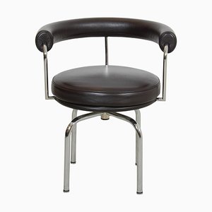 LC-7 Chair in Brown Leather by Le Corbusier for Cassina