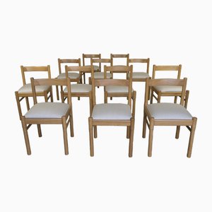 Oak Dining Chairs, 1970s, Set of 12