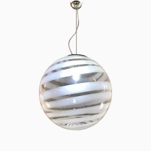 White and Transparent Sphere Lamp in Murano Glass from Simoeng