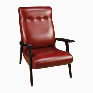 Italian Armchair in Red Faux Leather, 1970s