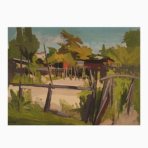 René Guinand, Un jardin à la Queue d'Arve, Oil on Canvas, Framed