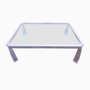Brutalist Coffee Table in Aluminum Glass by Peter Ghyczy, 1970s