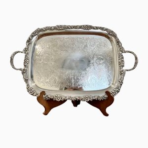 Plateau de Service Victorien en Plaqué Argent Orné, 1880s