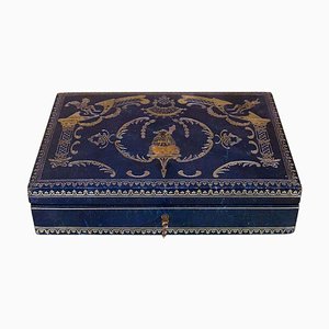 Napoleon III Jewelry Box Covered with Blue Moroccan Leather, 1860s