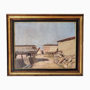 René Guinand, Immeubles et Constructions à Genève, Oil on Canvas, Framed